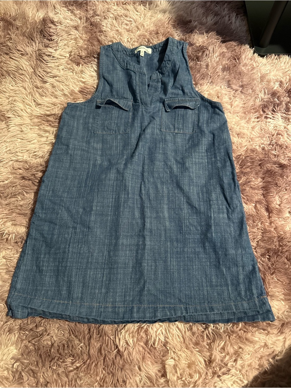 Monteau Girls Denim Sleeveless Shift Dress - Blue
